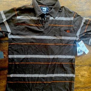 Quick Silver boys brown striped polo shirt